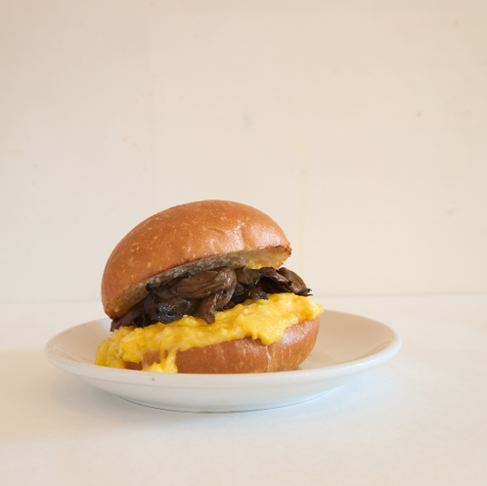 Egg and Cheese (+ Mushrooms) on a Roll