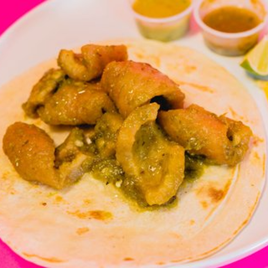 Pork Rind in Green Sauce Taco