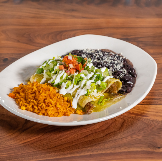 BEEF BARBACOA ENCHILADAS