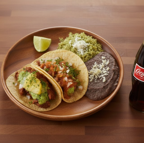 2 Tacos, Rice & Beans
