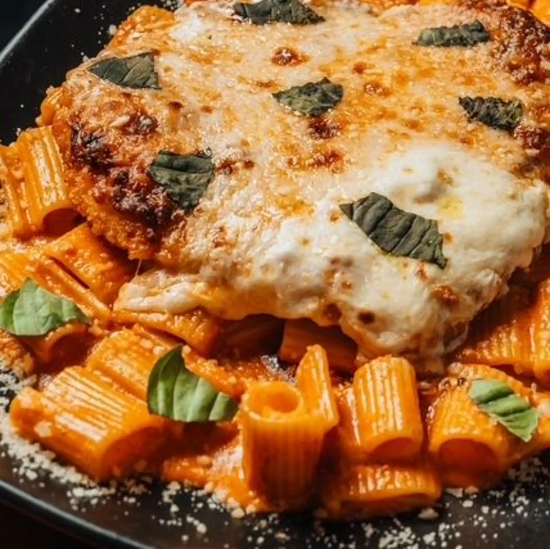 Burrata Chicken Parm & Spicy Rigatoni