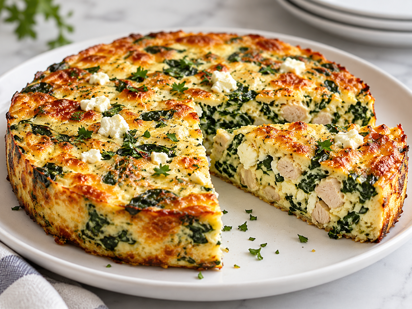 Crustless Turkey, Spinach & Feta Quiche